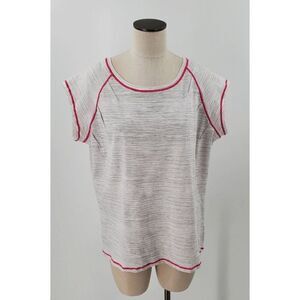 Spanner Sport Womens Short Sleeve Top Grey White Stripe Size XXL New